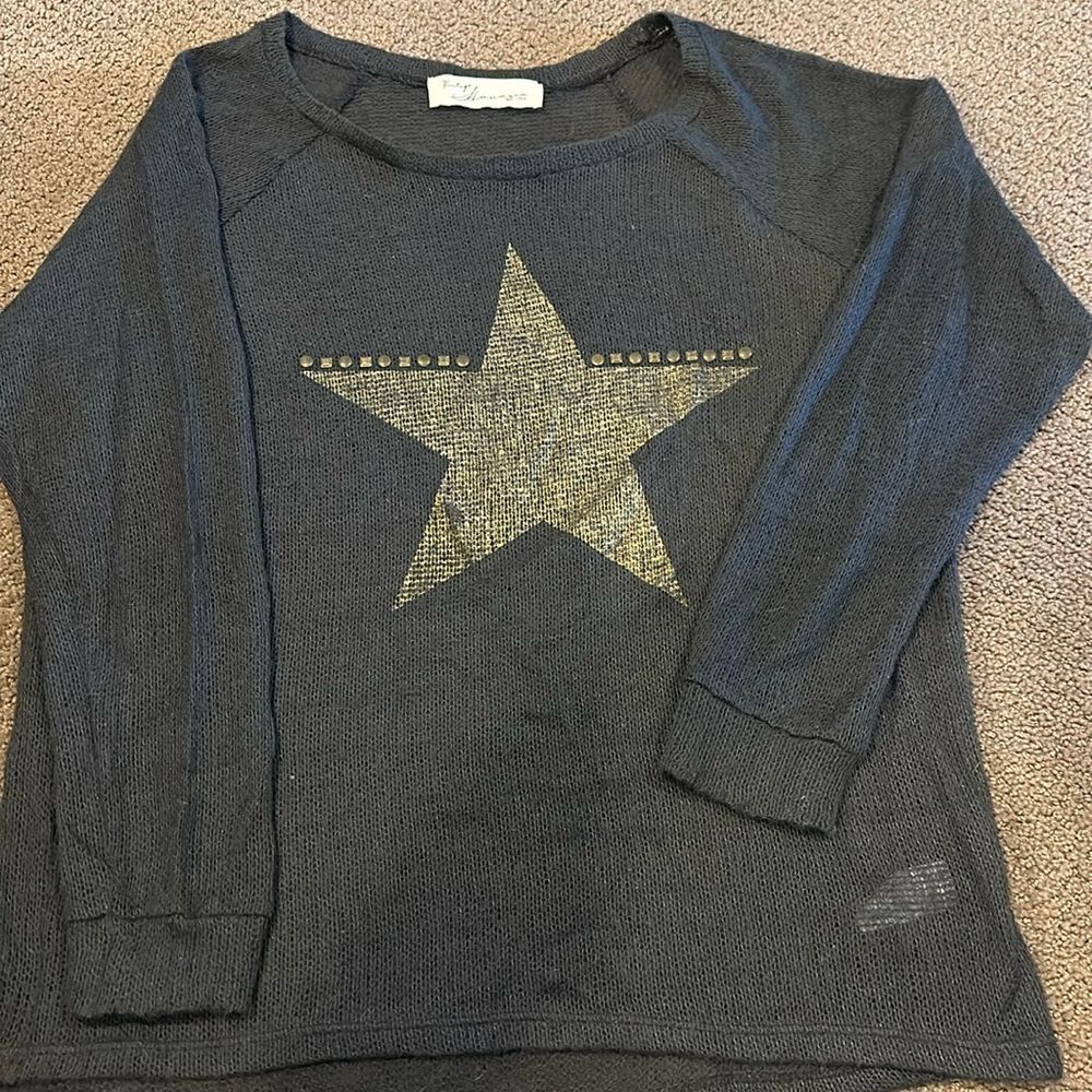 Vintage Havana Women’s Brown Sweater with Gold Heart & Grommets